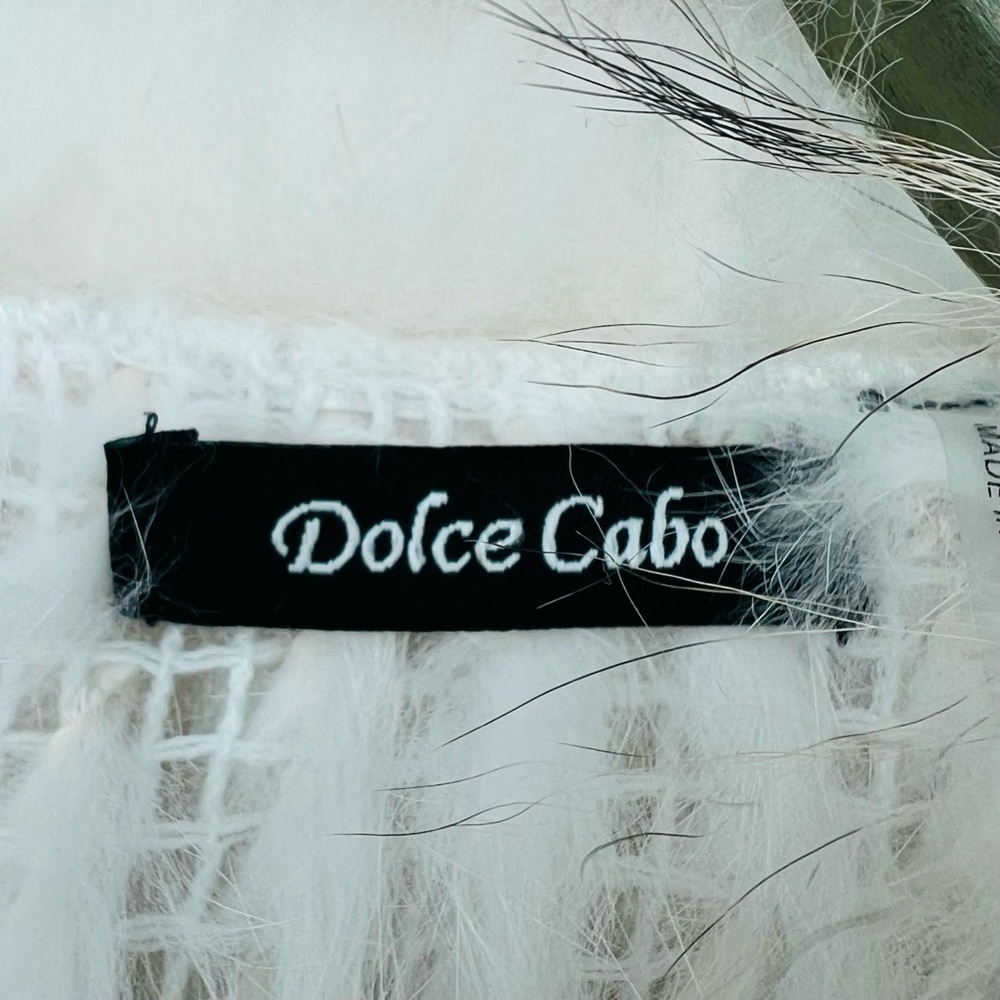 Dolce Cabo Rabbit Fur Vest with Raccoon Trim Ivory Multi Size Small - Picture 5 of 15